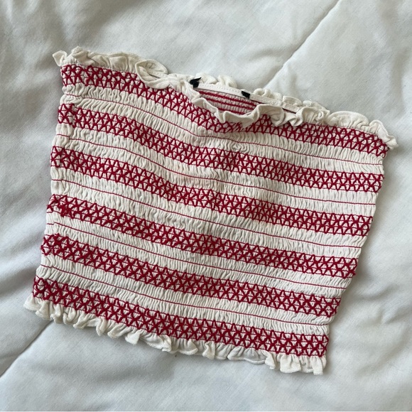 ABERCROMBIE VINTAGE STRAPLESS RUCHED BANDEAU CROPPED TUBE TOP - Picture 3 of 3